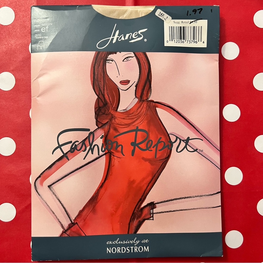 Vintage Hanes Fashion Report tulle net control top pantyhose